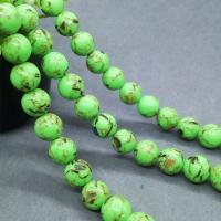 Goldader Türkis Perlen, Goldvenen Tükis, rund, poliert, verschiedene Größen vorhanden, grün, Länge:ca. 15 ZollInch, verkauft von Strang