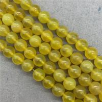 Natürliche gelbe Achat Perlen, Gelber Achat, rund, poliert, verschiedene Größen vorhanden, gelb, Länge:ca. 15 ZollInch, verkauft von Strang