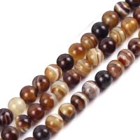 perles en agate cafée, Rond, Oindre, DIY & normes différentes pour le choix Environ 39 cm, Vendu par brin