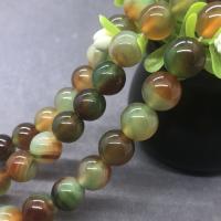 Natürliche Malachit Achat Perlen, rund, poliert, verschiedene Größen vorhanden, Länge:ca. 15 ZollInch, verkauft von Strang
