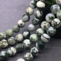 Natürlichen Baum-Achat-Perlen, Baumachat, rund, poliert, verschiedene Größen vorhanden, Länge:ca. 15 ZollInch, verkauft von Strang