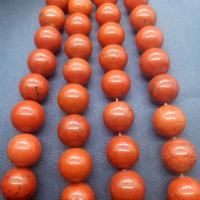 Red Jasper Bead, Round, polished reddish orange Approx 15 Inch [