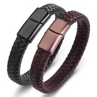 Microfiber PU Bracelet, with Stainless Steel, fashion jewelry 