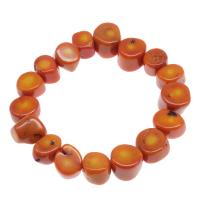 Natural Coral Bracelets, polished, fashion jewelry & for woman, yellow, 11*8mm .5 Inch 