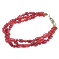 Bracelets corail naturels, ellipse, poli, bijoux de mode & pour femme, rouge, 5*8mm .5 pouce, Vendu par brin