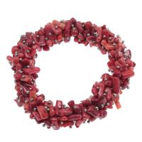 Natural Coral Bracelets, irregular, polished, fashion jewelry & for woman, red, 11*3mm .5 Inch 