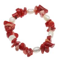 Natural Coral Bracelets, polished, fashion jewelry & for woman, red, 10*8mm .5 Inch 