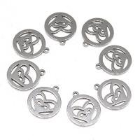 Stainless Steel Jewelry Charm, Round, plated, DIY, silver color, 14*12*1mm 