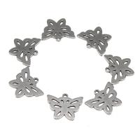 Stainless Steel Jewelry Charm, Butterfly, plated, DIY, silver color, 12*15*1mm 