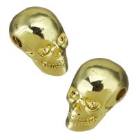 Brass Jewelry Beads, Skull, plated, fashion jewelry & DIY, golden Approx 2.5mm 