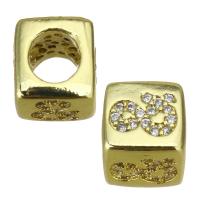 Cubic Zirconia Micro Pave Brass Beads, Square, plated, fashion jewelry & DIY & with cubic zirconia, golden Approx 4.5mm 