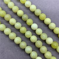 Jade Zitrone Perle, Zitronen Jade, rund, poliert, verschiedene Größen vorhanden, Länge:ca. 15 ZollInch, verkauft von Strang