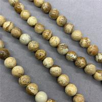 Landschafts-Jaspis Perlen, Bild Jaspis, rund, poliert, verschiedene Größen vorhanden, Länge:ca. 15 ZollInch, verkauft von Strang