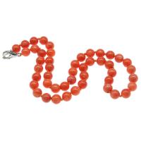 Natural Coral Necklace, Round, polished, DIY, orange, 8mm cm 