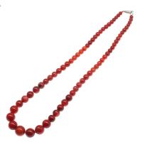 Natural Coral Necklace, Round, polished, DIY, red, 10mm cm 