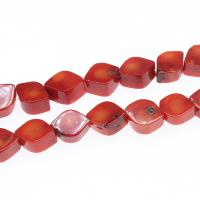 Perles en corail naturel, feuille, poli, DIY, rouge, 13*10*7mm, Vendu par brin