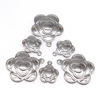 Stainless Steel Flower Pendant, plated, DIY silver color 