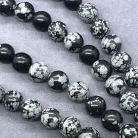 Schneeflocke Obsidian Perlen, rund, poliert, verschiedene Größen vorhanden & satiniert, Länge:ca. 15 ZollInch, verkauft von Strang