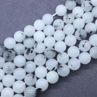 Gefärbter Marmor Perlen, rund, poliert, verschiedene Größen vorhanden, weiß und schwarz, Länge:ca. 15 ZollInch, verkauft von Strang