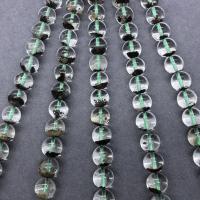 Phantom Quarz Perlen, Grüner Phantomquarz, rund, poliert, verschiedene Größen vorhanden, Länge:ca. 15 ZollInch, verkauft von Strang
