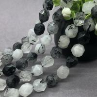 Rutilquarz Perlen, Schwarzer Rutilquarz, poliert, verschiedene Größen vorhanden & facettierte, Länge:ca. 15 ZollInch, verkauft von Strang