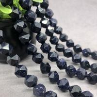 Blue Goldstone Beads, Blue Sandstone, polished & faceted Approx 15 Inch 