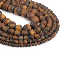 Tiger Eye Beads, Round, DIY & frosted, black Approx 42 cm 