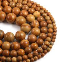 Holzmaserung Stein Perlen, Grain Stein, rund, DIY & verschiedene Größen vorhanden, Länge:ca. 42 cm, verkauft von Strang