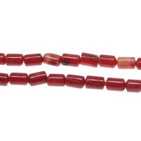 Perles en corail naturel, pilier, poli, DIY, rouge, 6*4mm, Vendu par brin