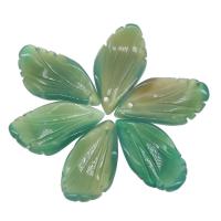 Green Agate Pendant, petals, polished, DIY, green, 21*11*4mm 