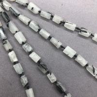 Rutilquarz Perlen, Schwarzer Rutilquarz, poliert, DIY, 6x10mm, Länge:ca. 13.8 ZollInch, ca. 30PCs/Strang, verkauft von Strang