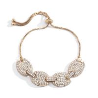 Zinc Alloy Rhinestone Bracelets, with 1.9 inch extender chain, plated, for woman & with rhinestone Approx 6.2 Inch 
