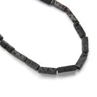 Natural Lava Beads, Rectangle, DIY, black 