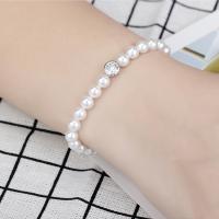 Zinc Alloy Crystal Bracelets, with CRYSTALLIZED™ Crystal Pearl & Cubic Zirconia, fashion jewelry, white, 170mm 