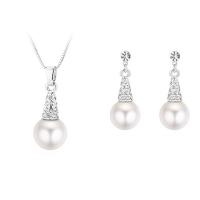 Fashion Zinc Alloy Jewelry Sets, earring & necklace, with Plastic Pearl, 2 pieces & fashion jewelry 