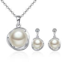 Fashion Zinc Alloy Jewelry Sets, earring & necklace, with CRYSTALLIZED™ Crystal Pearl, 2 pieces & fashion jewelry 