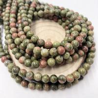 Unakit Perlen, Unakite, rund, verschiedene Größen vorhanden, Länge:ca. 15 ZollInch, verkauft von Strang