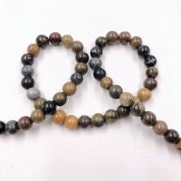 Perle aus Versteinertes Holz, Holzopal, rund, verschiedene Größen vorhanden, Länge:ca. 15 ZollInch, verkauft von Strang