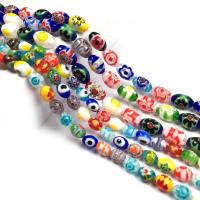 Millefiori Slice Lampwork Beads, Oval, DIY multi-colored 