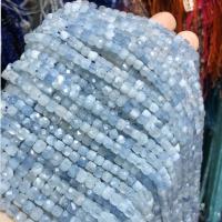 Perles aigue-marine, cube, DIY, bleu Vendu par brin