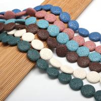 Perles de lave multicolor, lave volcanique, Plat rond, DIY, plus de couleurs à choisir Vendu par brin