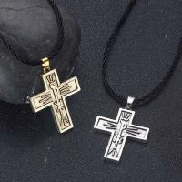 Zinc Alloy Necklace, with Wax Cord, Cross, plated, Unisex .7 Inch 