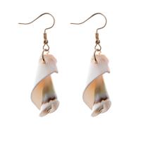 Seashell Earrings, Brass, with Shell, plated, fashion jewelry & for woman 53mm 