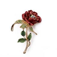 Zinc Alloy Jewelry Brooch, plated, for woman & with rhinestone, red 