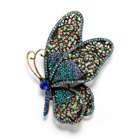 Zinc Alloy Jewelry Brooch, Butterfly, plated, for woman & with rhinestone 