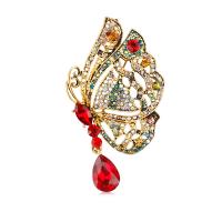 Zinc Alloy Jewelry Brooch, with Rhinestone, Butterfly, portable & fashion jewelry 