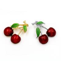 Zinc Alloy Jewelry Brooch, with enamel, Cherry, portable & fashion jewelry 