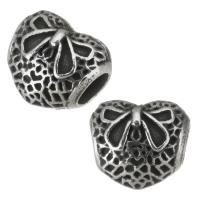 Stainless Steel European Beads, 316L Stainless Steel, Heart, plated, DIY, silver color, 11.5*10*9mm Approx 4.5mm 