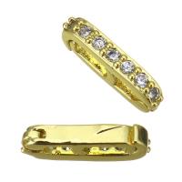 Brass Spacer Bar, plated, fashion jewelry & DIY & for woman & with cubic zirconia, golden 