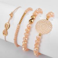 Zinc Alloy Crystal Bracelets, with Crystal, gold color plated, 4 pieces & for woman 